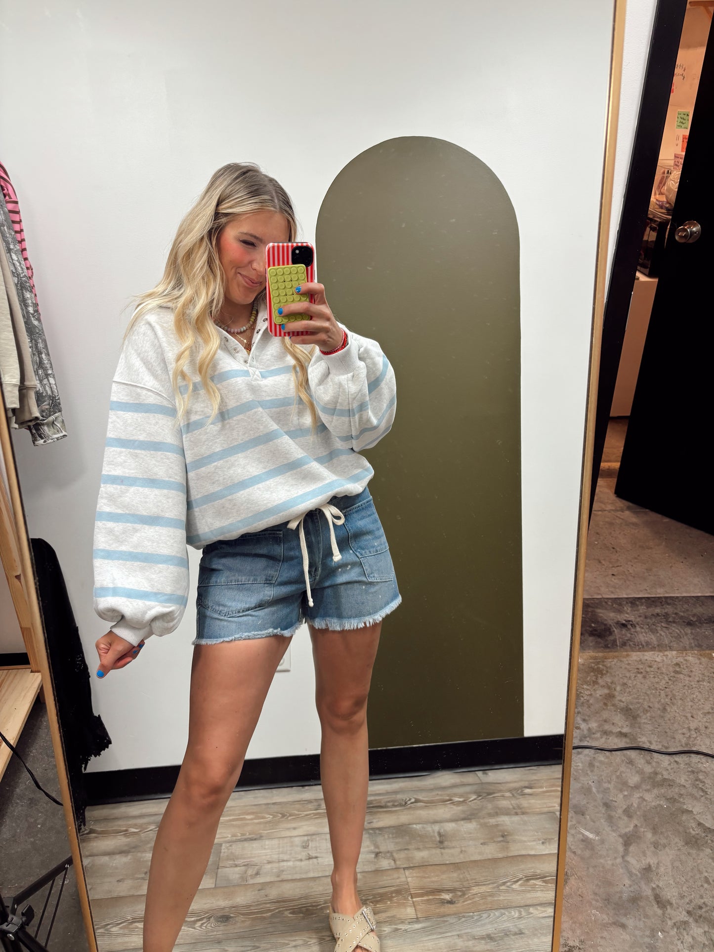 Addison Stripe Pullover (Blue/Grey)
