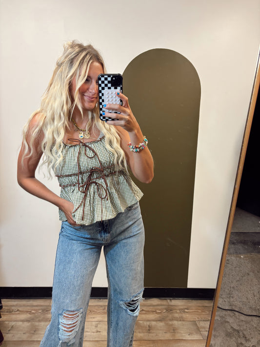 Brita Gingham Tank (Green)