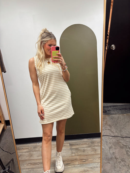Summer Sun Stripe Dress (Taupe)