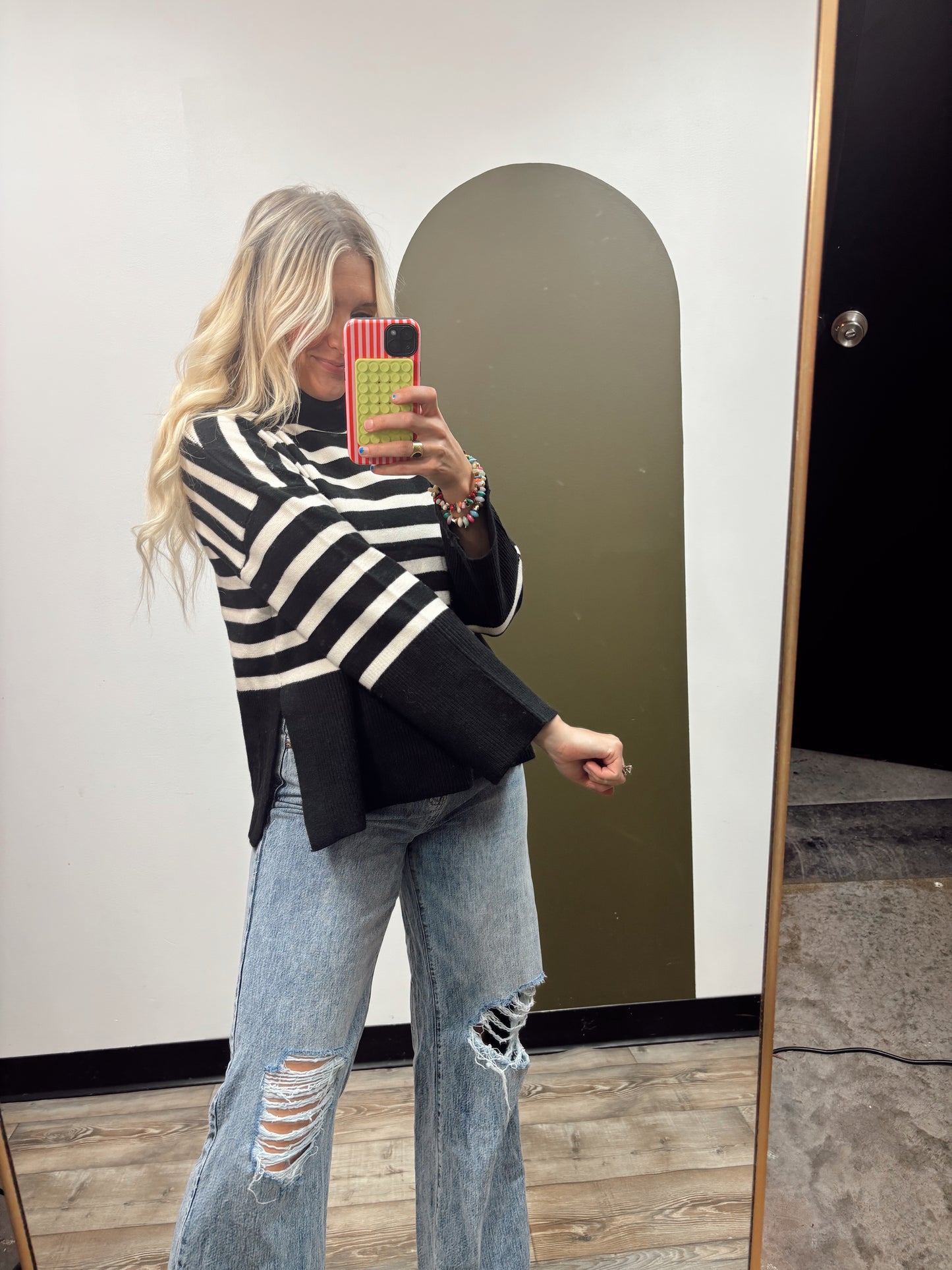 Willa Mock Neck Stripe Top