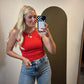 Rashida Rib Crop Tank (Red)