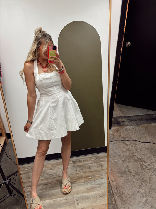 Bid Day Halter Dress (White)