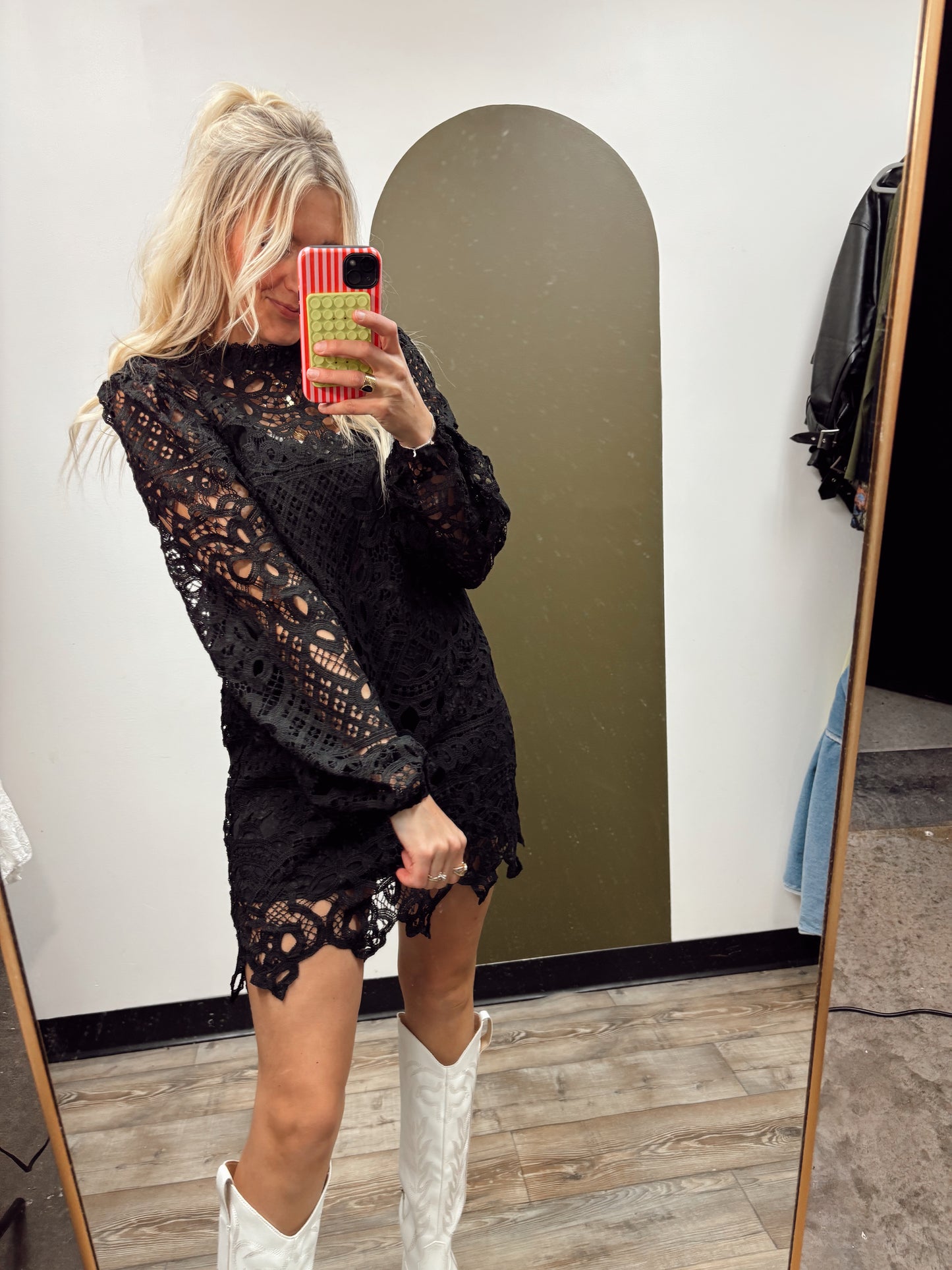 Tallie Lace Mini Dress (Black)