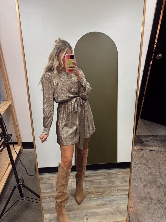 Whole Place Shimmer Dress (Gold)
