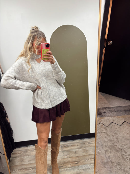 Heather Scarf Sweater (Grey)