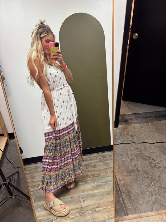 Swept Away Border Print Maxi Dress