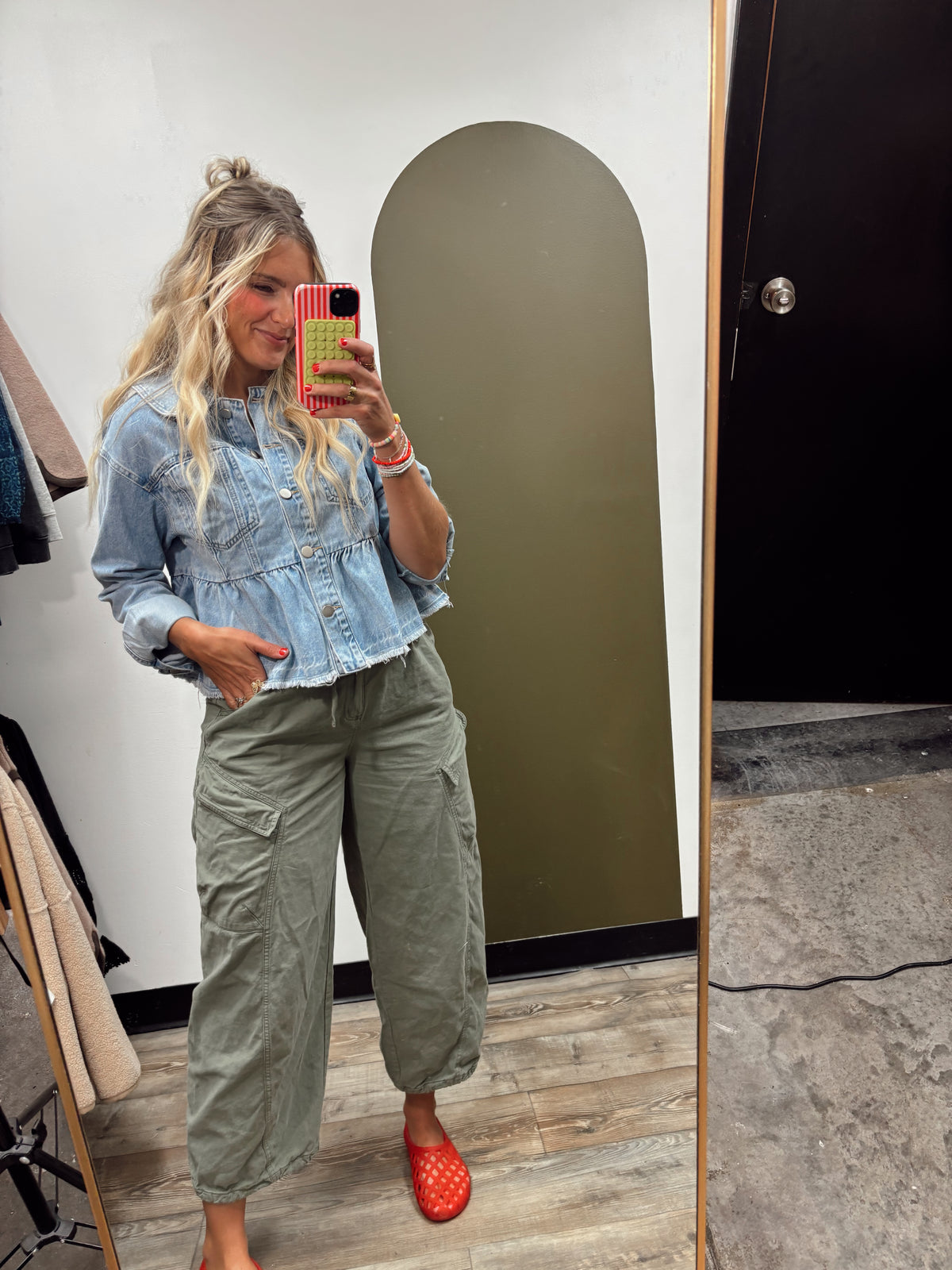 Ruffle Hem Denim Jacket