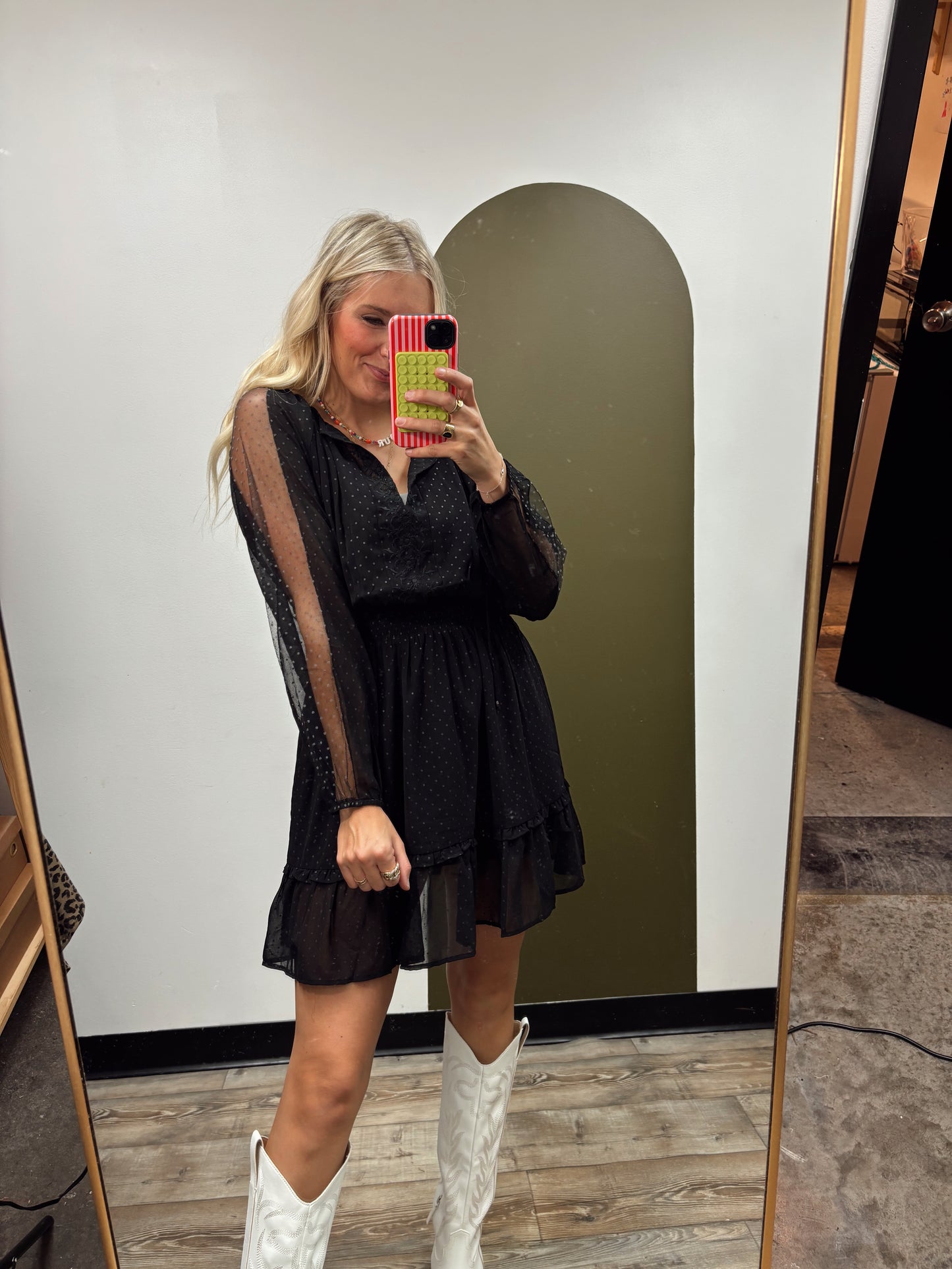 Tiana Sheer Dot Dress