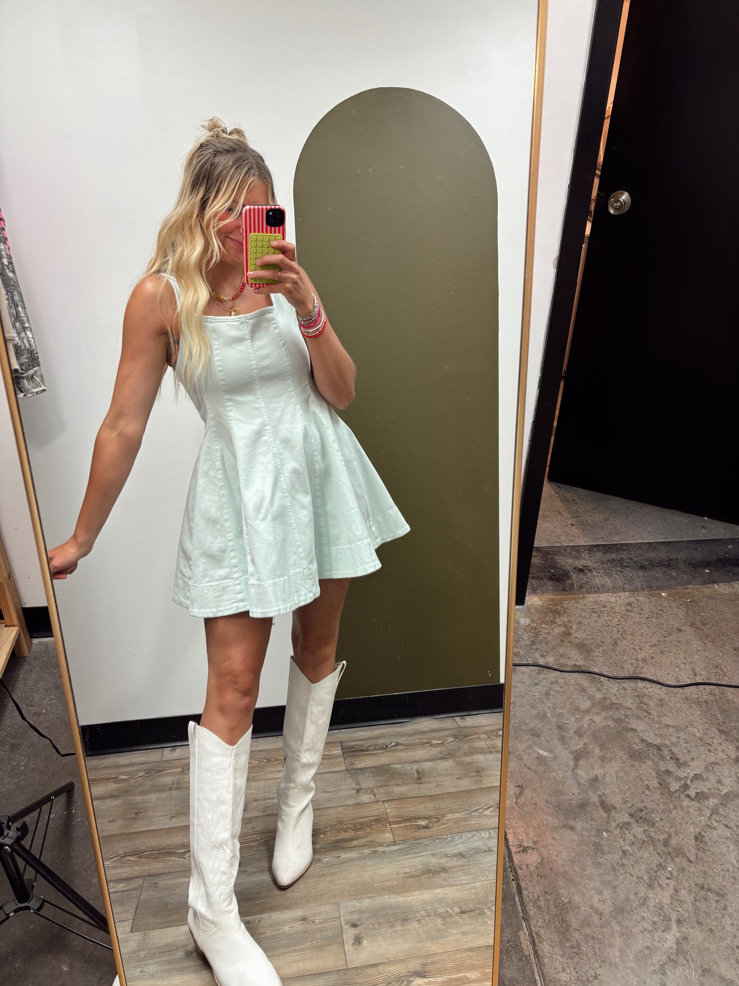 Palm Springs Mini Dress (Water Blue)