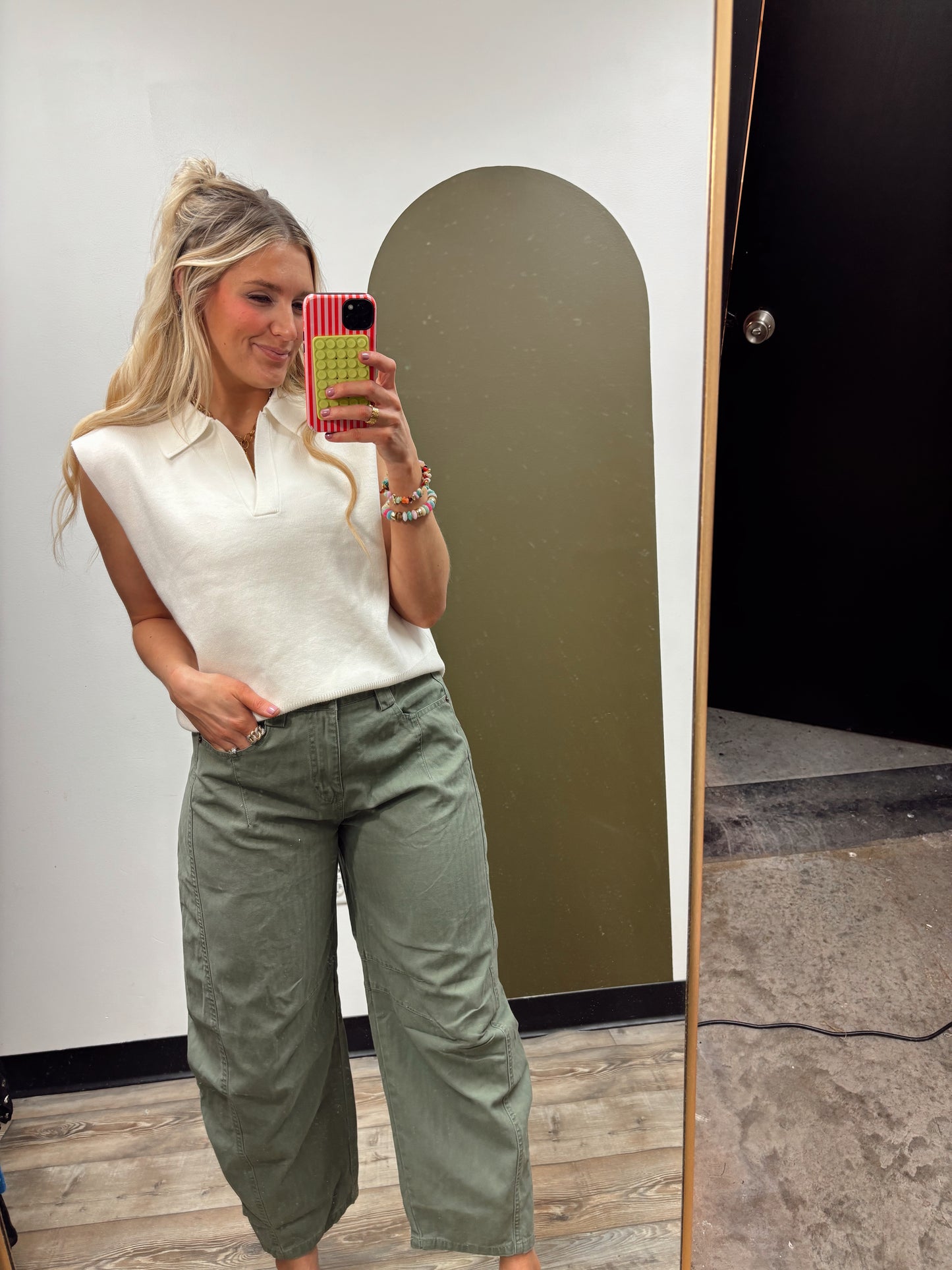 Maeve Polo Knit Top (Ivory)