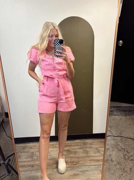 Bianca Zip Romper (Pink)
