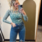 Abstract Floral Sheer Top (Green)