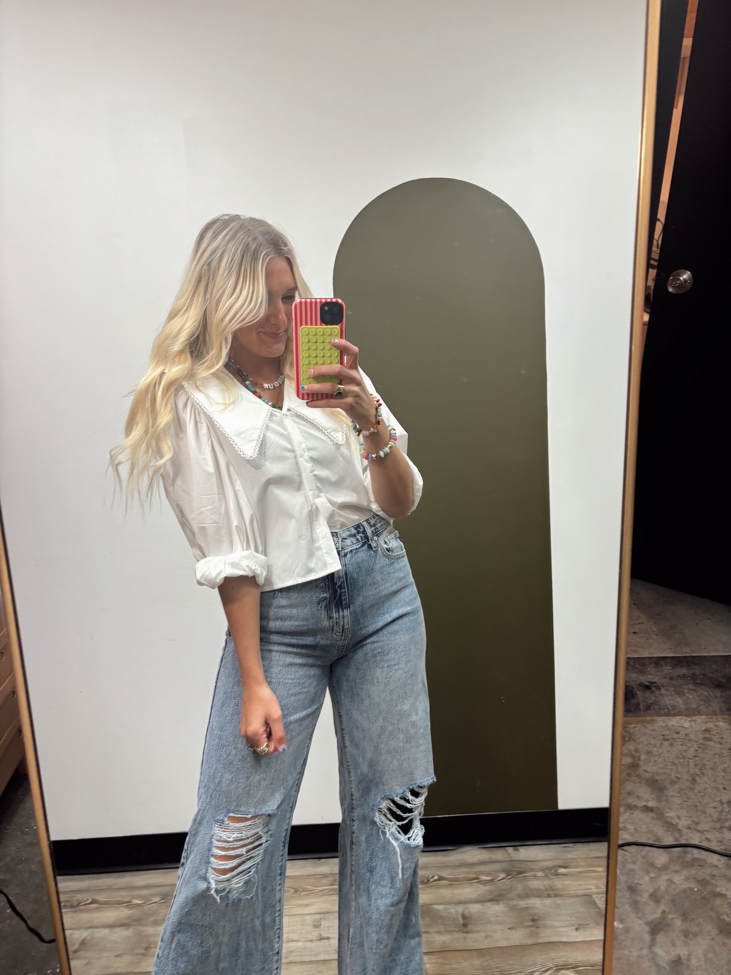 Raelyn Collared Top (White)