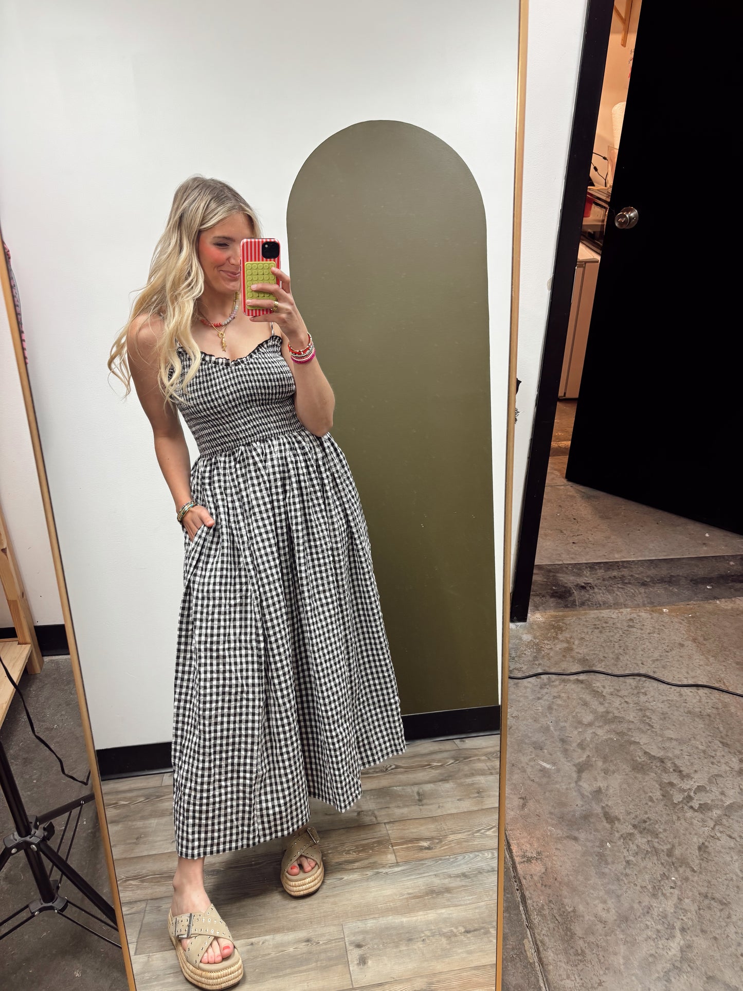 Chelsea Gingham Maxi Dress (B&W)
