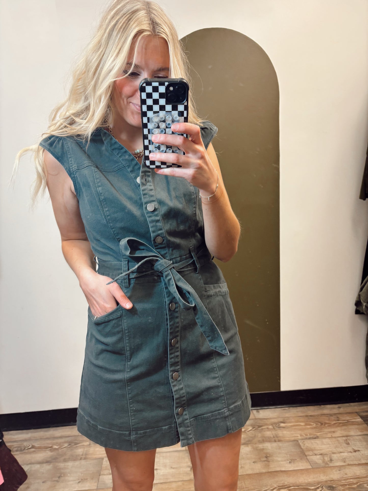 Kathleen Button Dress (Grey)