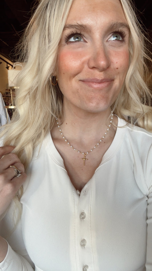 Cabled Cross Pendant Necklace