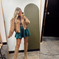 Fall Whimsy Lace Satin Skort (Pine Green)