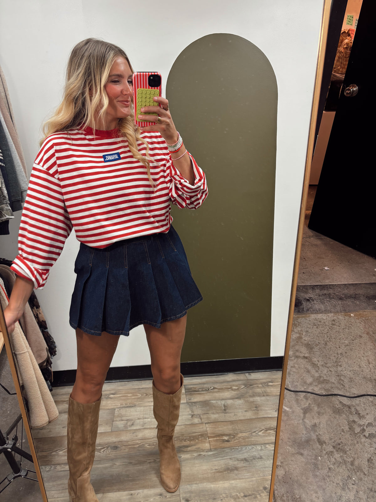 Jayhawk Stitch Stripe Top