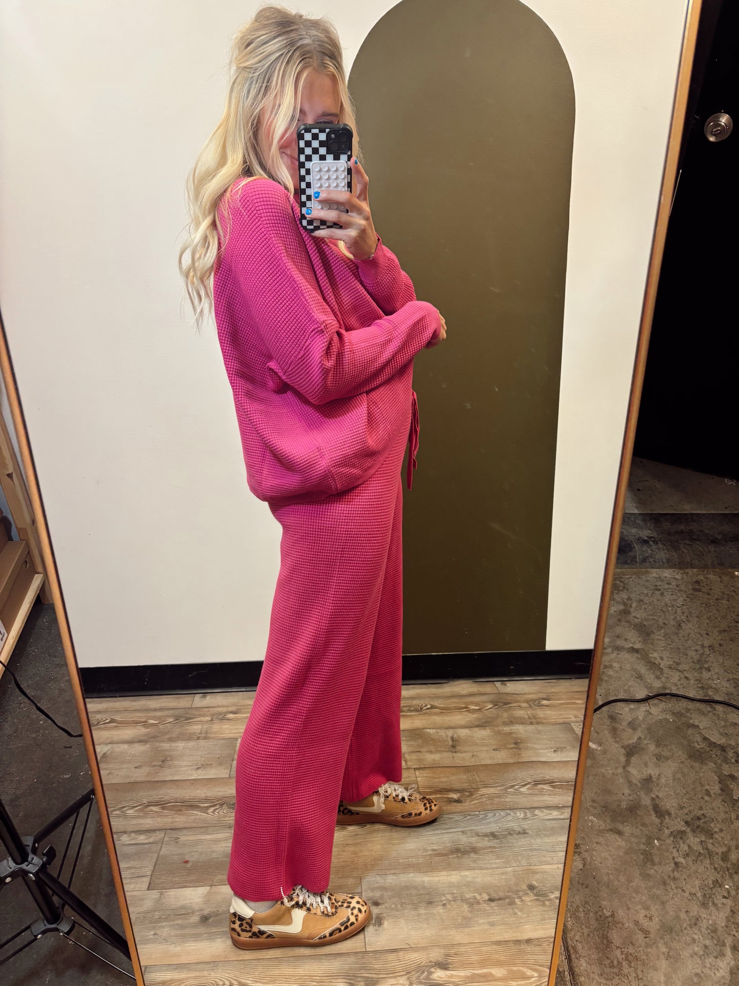 Rosy Textured Sweater Set
