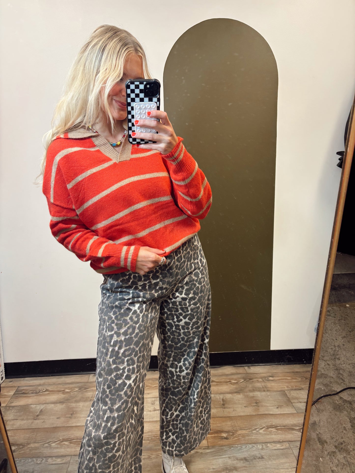 Skylar Stripe Sweater (Red)