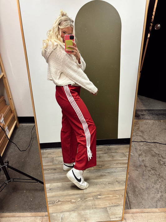 Bow On Bottom Track Pant (Red)