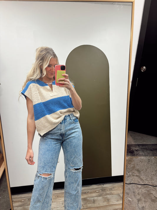 Diana S/S Stripe Sweater (Blue)