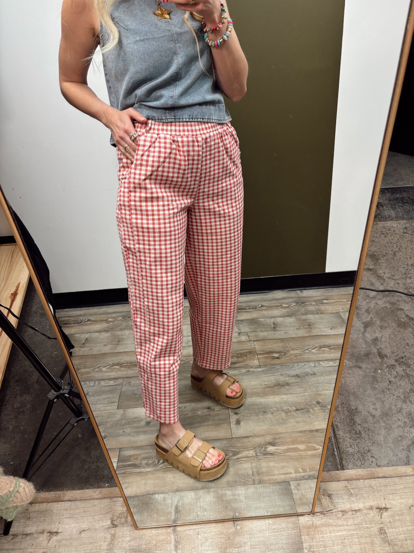 All American Gingham Pant (Red)