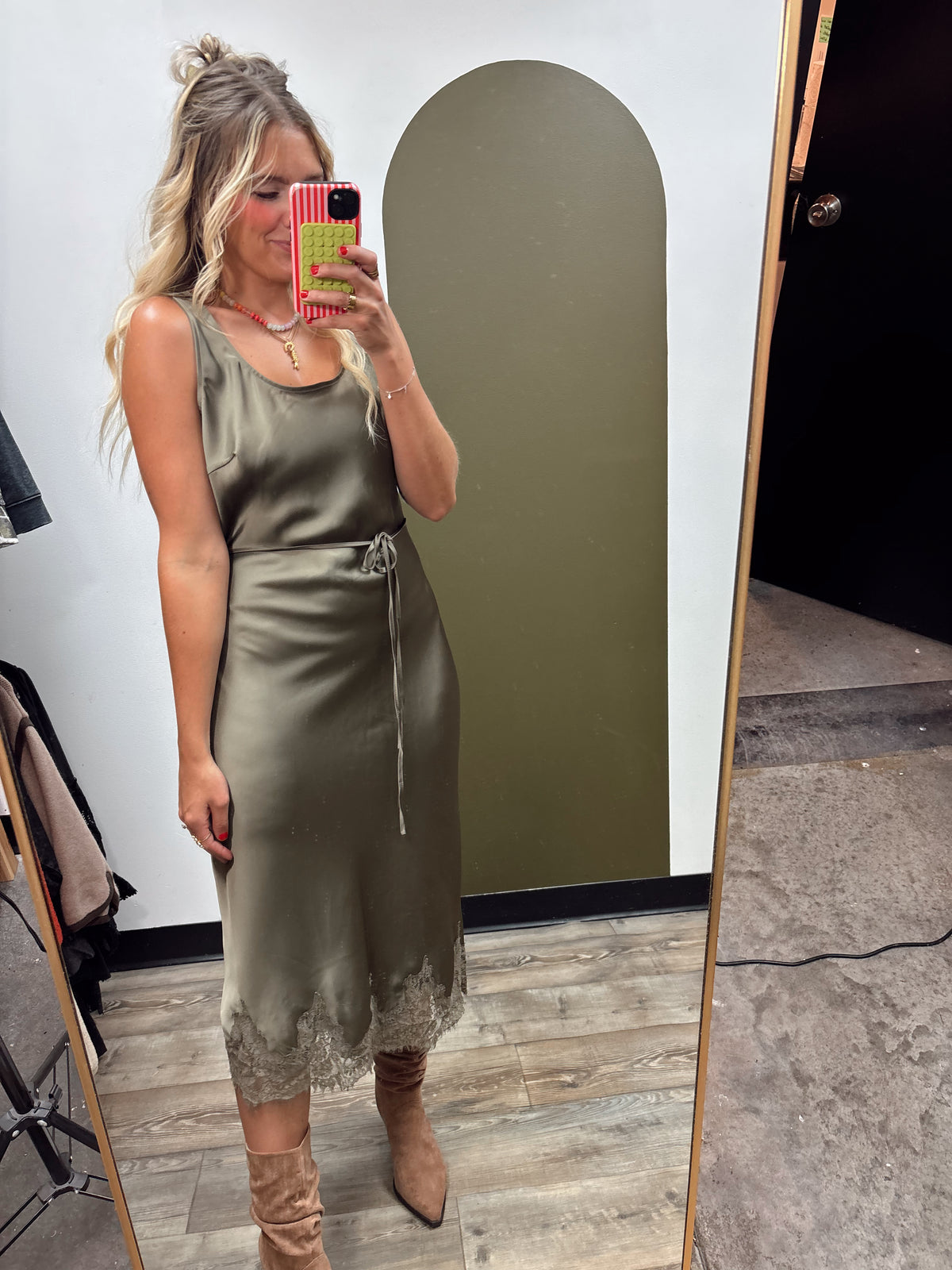 Lottie Slip Dress (Olive)