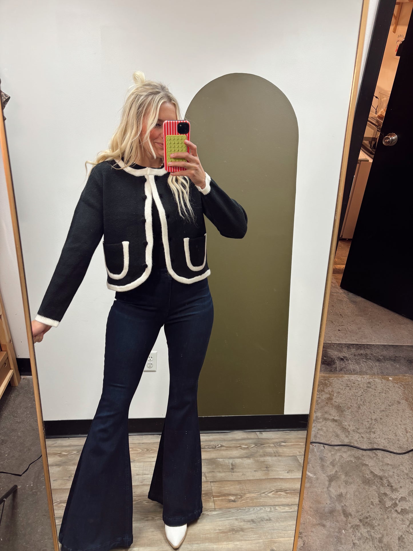 Mariella Contrast Cardigan (Black)