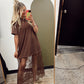 Lace Patchwork Maxi Dress (Brown)