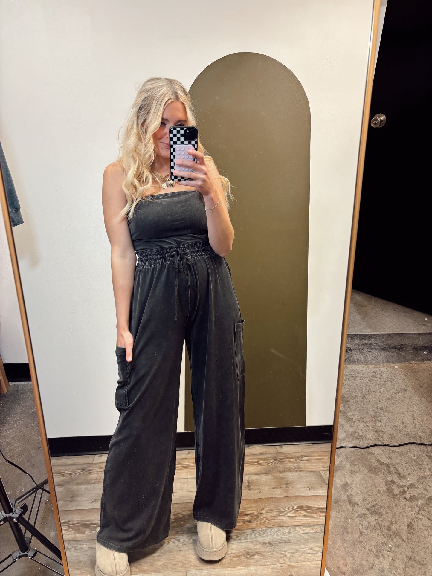 Free To Be Strapless Jumpsuit (Black)