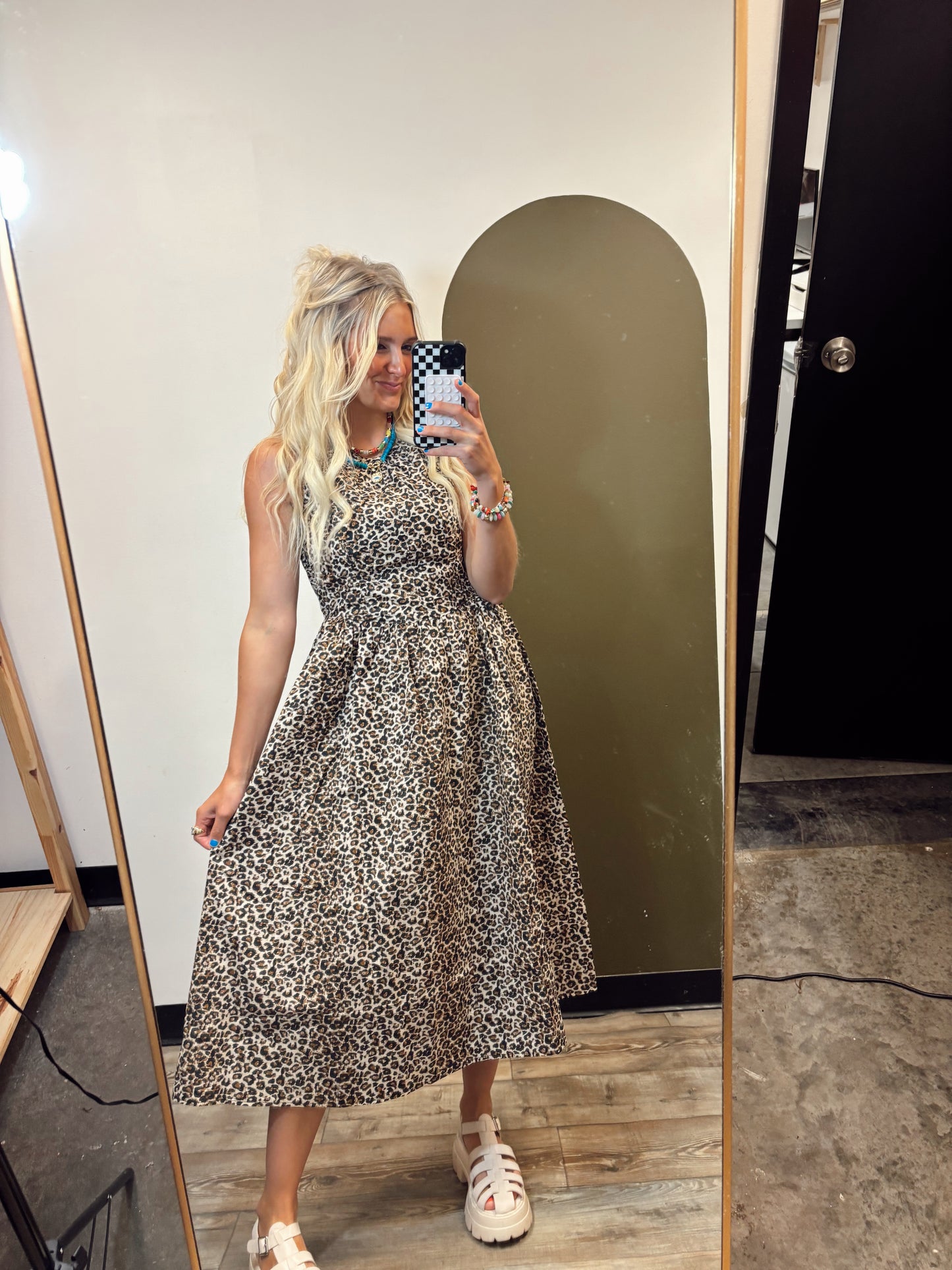 Lane Leopard Midi Dress
