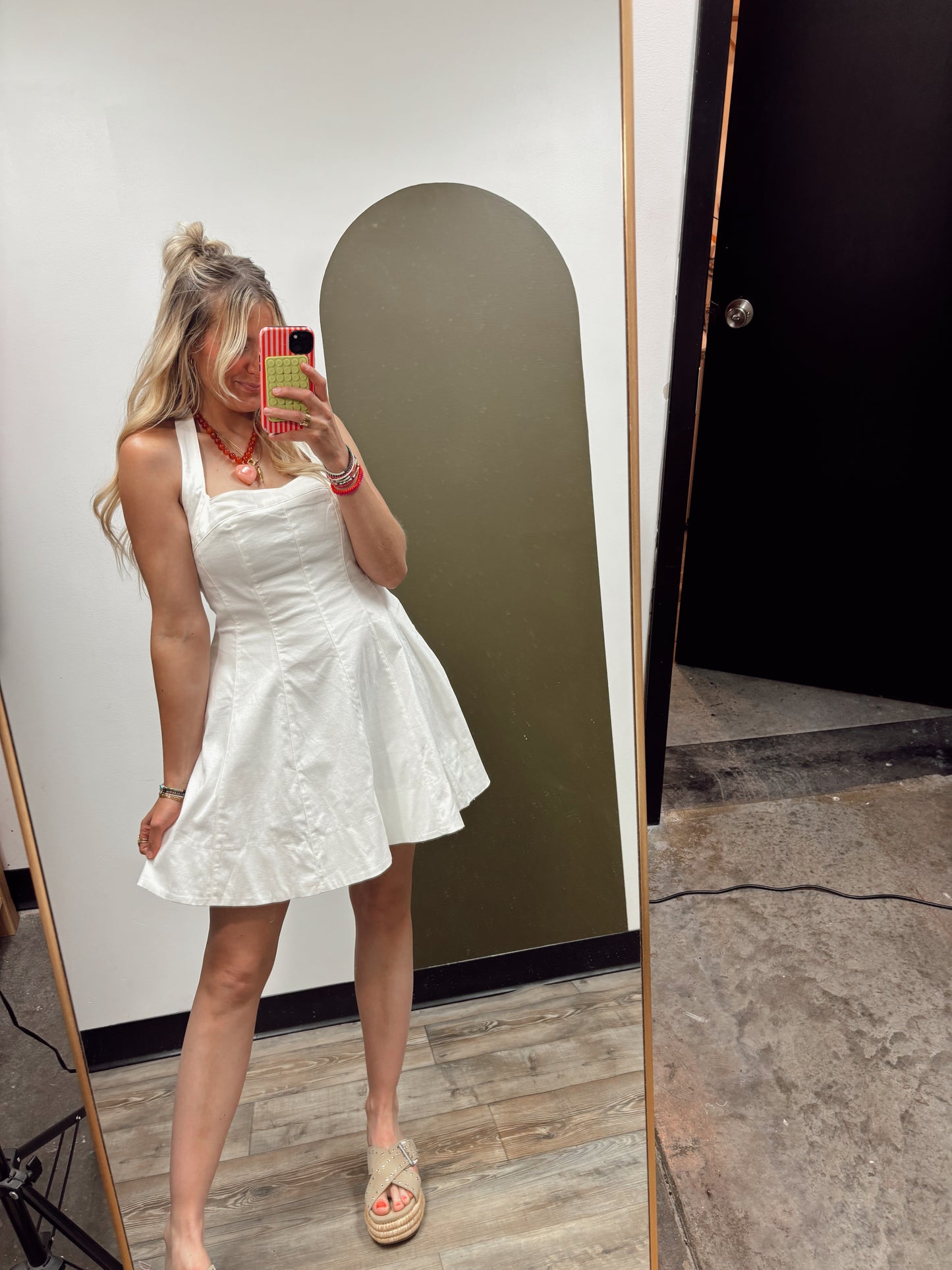 Bid Day Halter Dress (White)