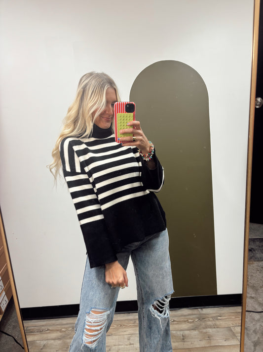 Willa Mock Neck Stripe Top