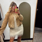 Bubble Crop Button Jacket (Camel)