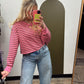 Terry Stripe Top (Brown/Pink)