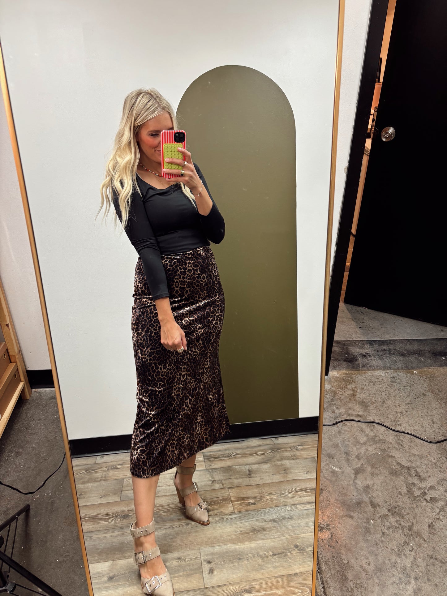 Lola Leopard Midi Skirt