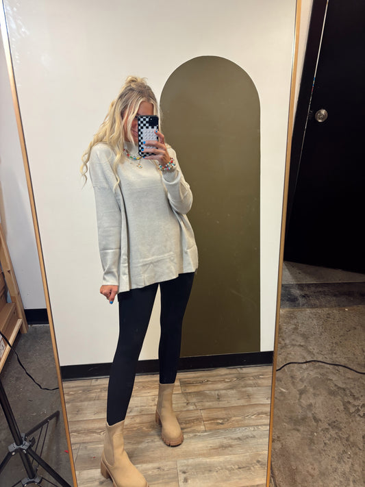 Aspen Mock Neck Sweater (Grey)