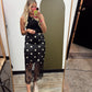 Lace Trim Polka Midi Skirt