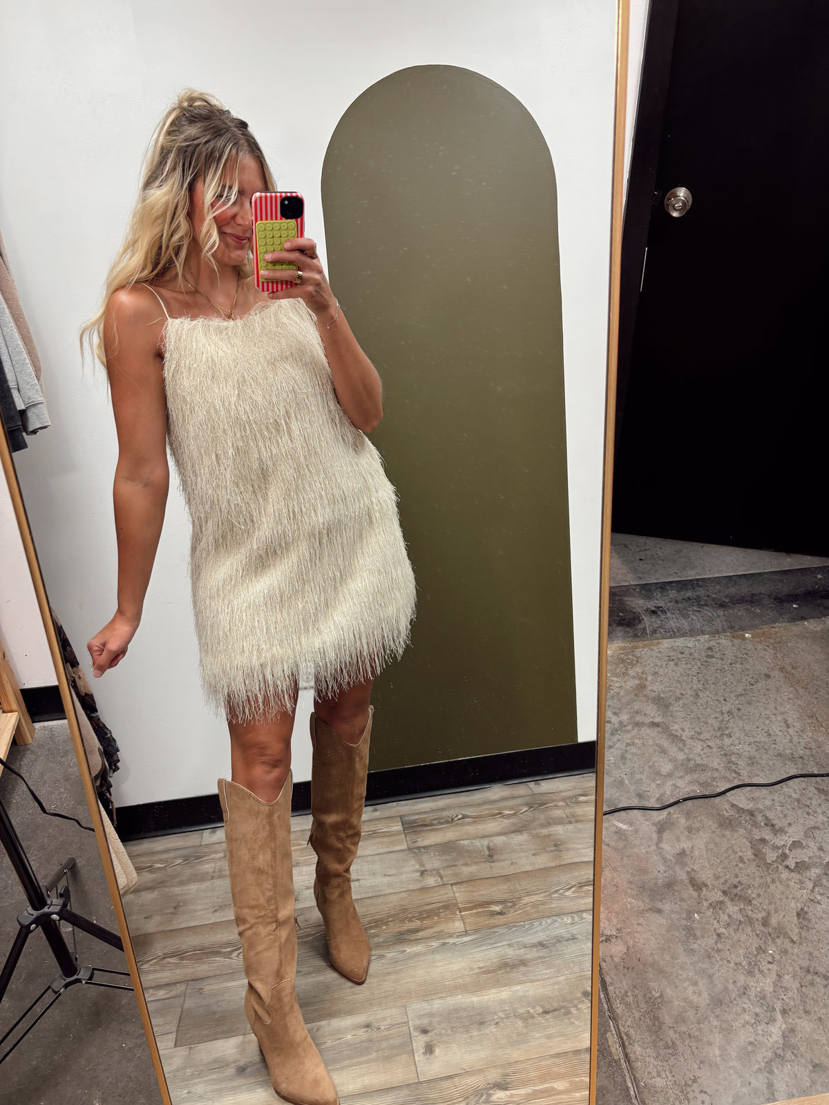Shake It Off Fringe Dress (Cream)