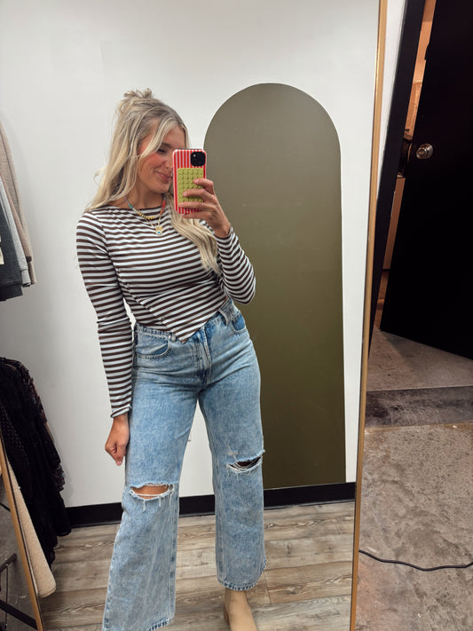 Sawyer Stripe Top (Blue/Brown)