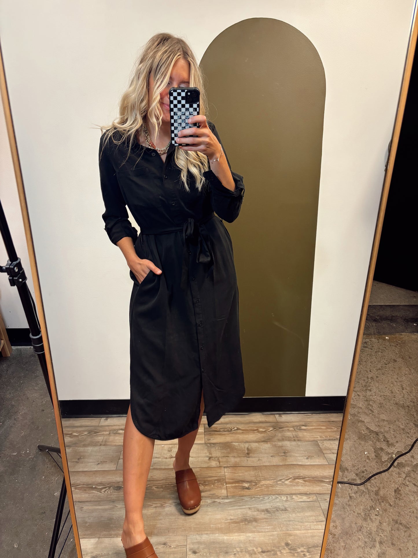 Maeve Button Down Dress (Black)