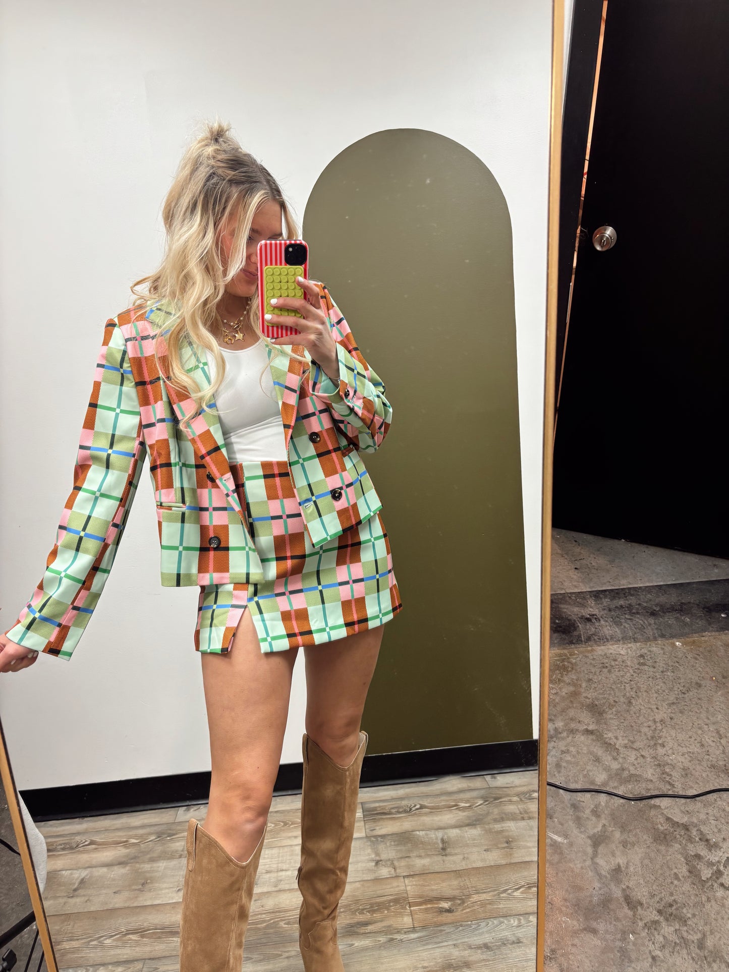 Ruby Plaid Blazer