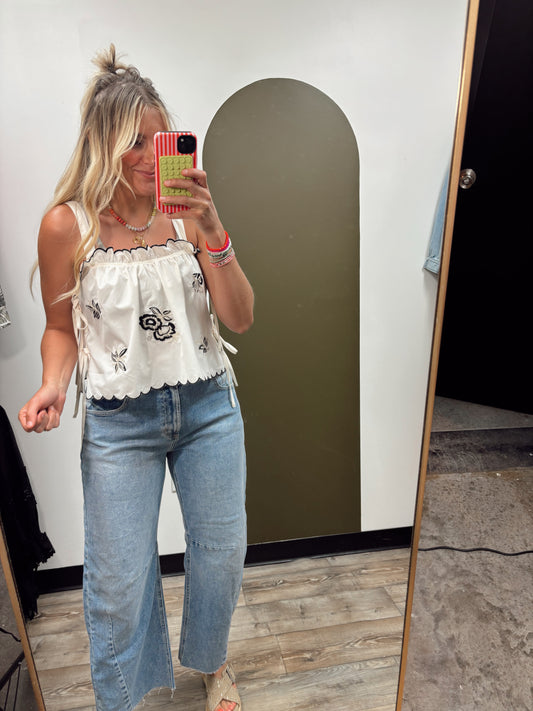 Leaf Tie Emb Top