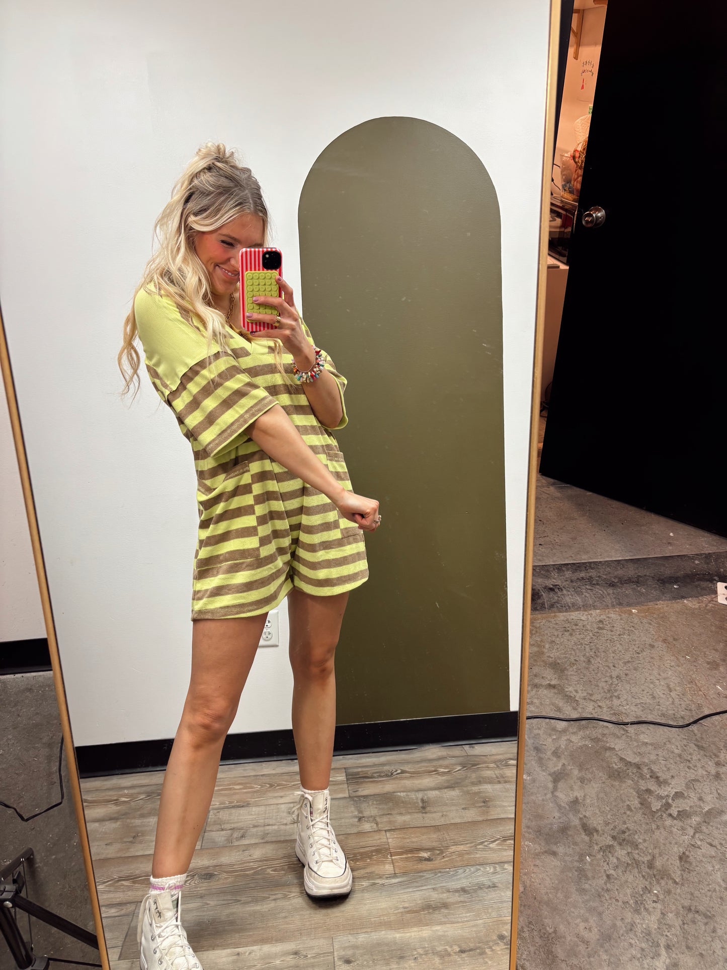 Cris Terry Stripe Romper