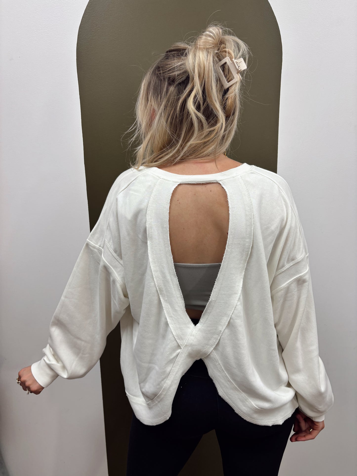 Cross Back Sweat Top (Cream)