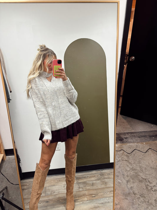 Heather Scarf Sweater (Grey)