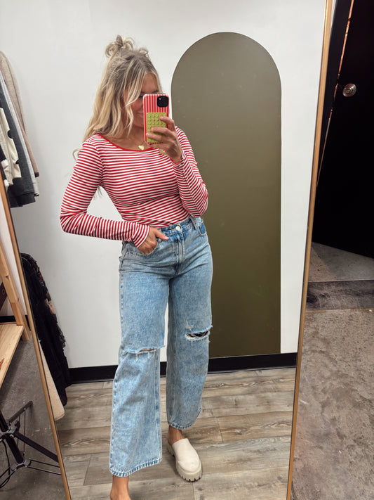 Light Layers Stripe Top (Red)