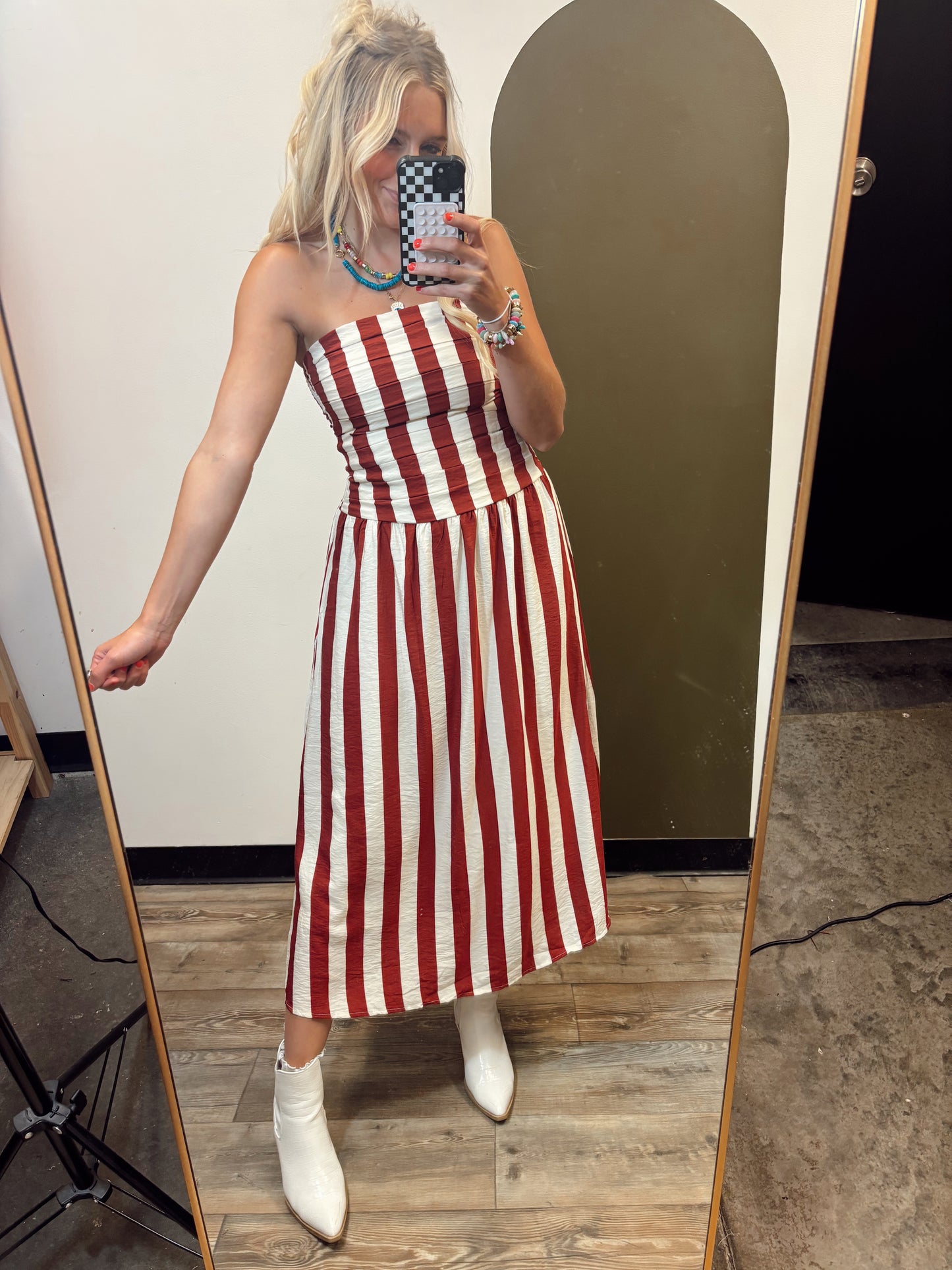Mona Stripe Midi (Red)