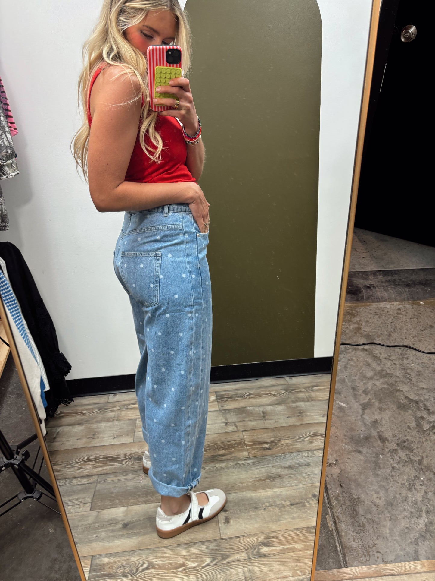 Polka Dot Straight Leg Jean